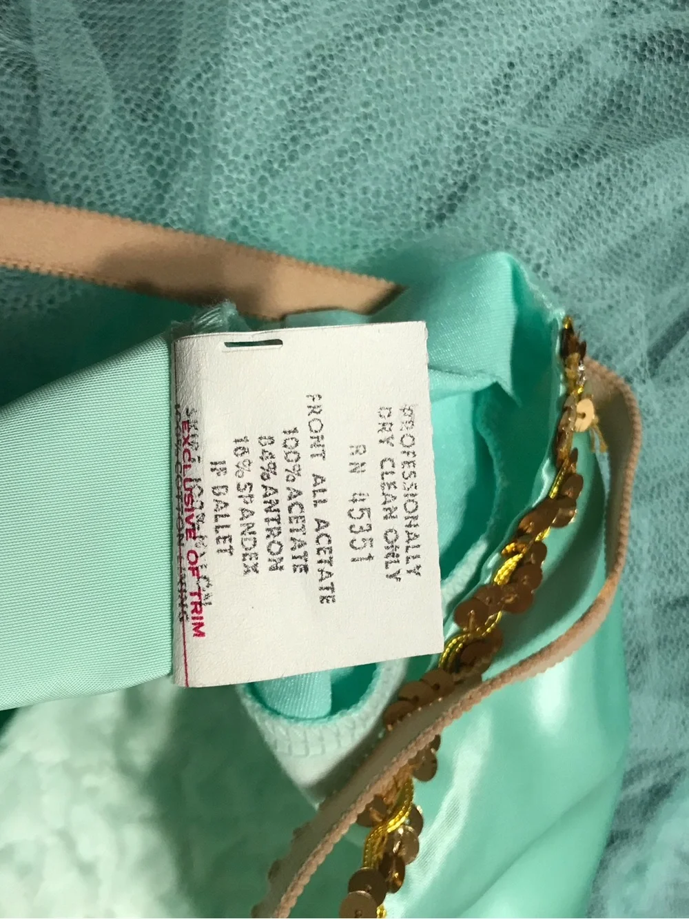 Curtain Call Girls Large Ballet Dance Tutu Mint Green Costume Leotard